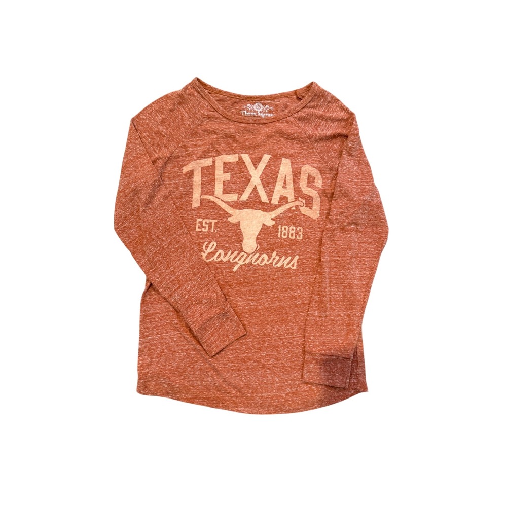 Three Square Texas Longhorns Womens Large Burnt Orange Raglan‎ Long Sleeve Tee